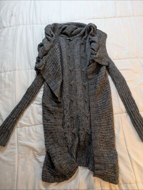 Express Gray Cable Knit Open-Front Cardigan Sweater